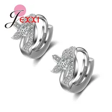 Новое поступление, серебряные серьги-шпильки, красивый полый дизайн, полностью прозрачный кристалл, женские серьги