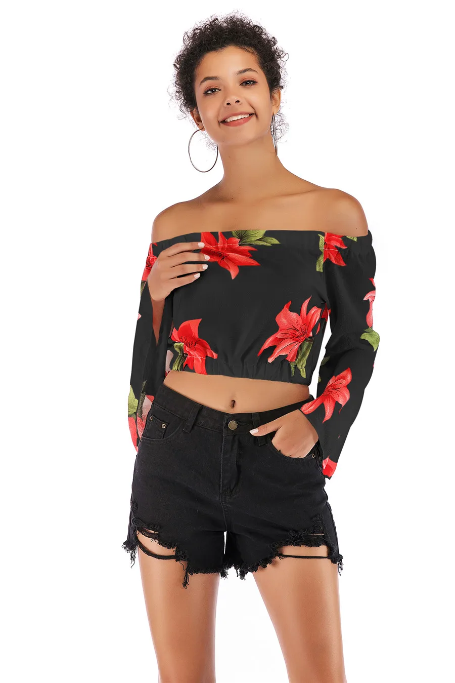 Gladiolus Off Shoulder Spring Autumn Blouse Women 2019 Flare Sleeve Sexy Leopard Print Crop Top Shirt Women Blouses Ladies Tops (12)