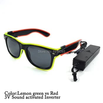 

Make up party glow EL Glasses with dark lens powered by 2-AAAbatteries For Stage Lighting Decor
