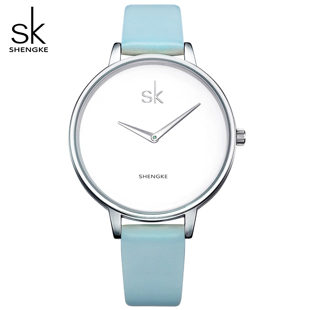 Женские кварцевые часы SK простой кожаный браслет 3 цвета|mujer|mujer reloj |