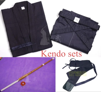 

Free Shipping High quality kendo sets(kendogi+ hakama+ knife +bag) customized