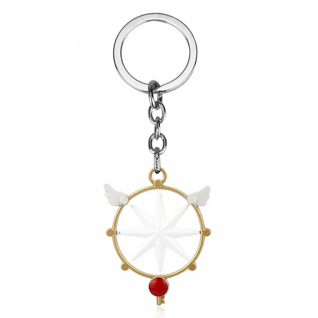 Anime Jewelry Card Captor Sakura Kinomoto Star Wand Key Keychain Fashion Creative Trinket Key Chains Bags Keyring F