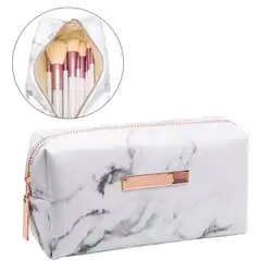 Портативный мрамор кожа путешествия косметичка несессер сумка для хранения Макияж большой ёмкость женский Bolsa де Maquillaje Новый