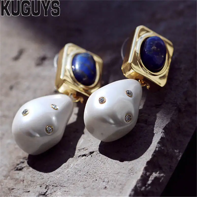 

KUGUYS Fashion Jewelry Baroque Earrings for Women Vintage White Pearl Water Drop Earring Brincos Gift Party Wedding Accessories