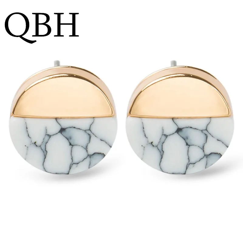 

EK786 European Retro Style Natural Natural Stone Round Triangle Square Shape Stud Female Simple Geometric Cute Earrings Brincos
