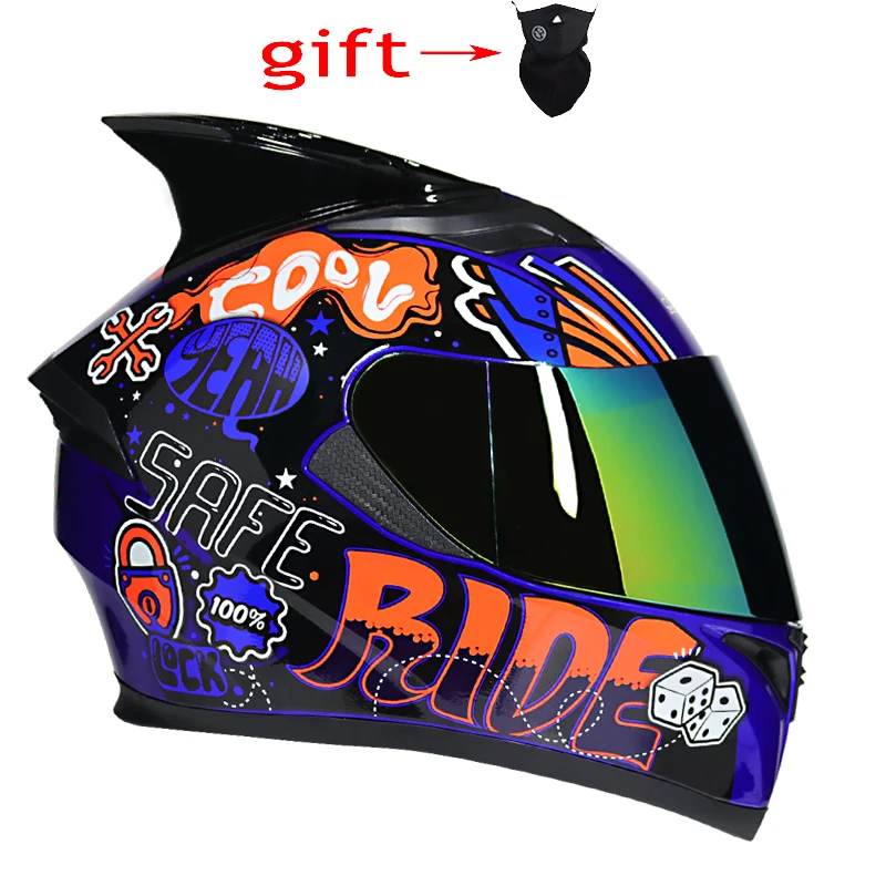 

JIEKAI Motorcycle Helmet Motocross Racing Helmet Motorcycle Full Face Double Mirror Helmet Capacete Men and Women Motorcycle