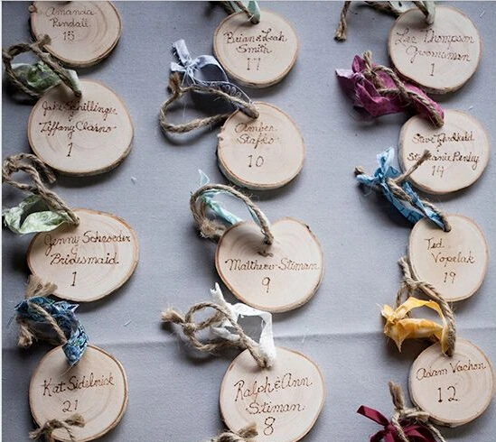 Wooden Tag Diy Wood Slice With Hole And Burlap Ribbon Escort Card