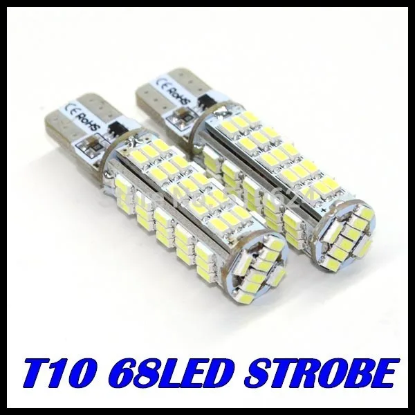 

20PCS/LOT t10 led strobe high quality Strobe flash w5w 68smd t10 68led 3014smd car led Light Bulbs wholesale free shipping