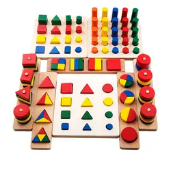 8 шт Детские деревянные игрушки красочные 3D головоломки Геометрия раннего обучения Монтессори игрушки для детей; из дерева