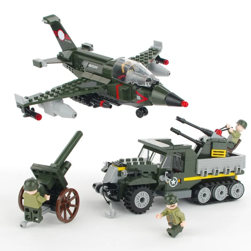 

Warplane MILITARY Air Forces WW2 Soldiers SWAT Plane Model Army Car Building Blocks Bricks Figures Gift Toys for Children Boys