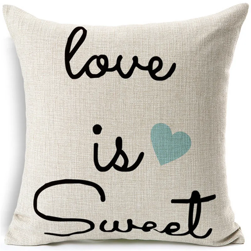 Cushion Covers Warm Love Words Linen Cotton Blend Cushion Cover Home