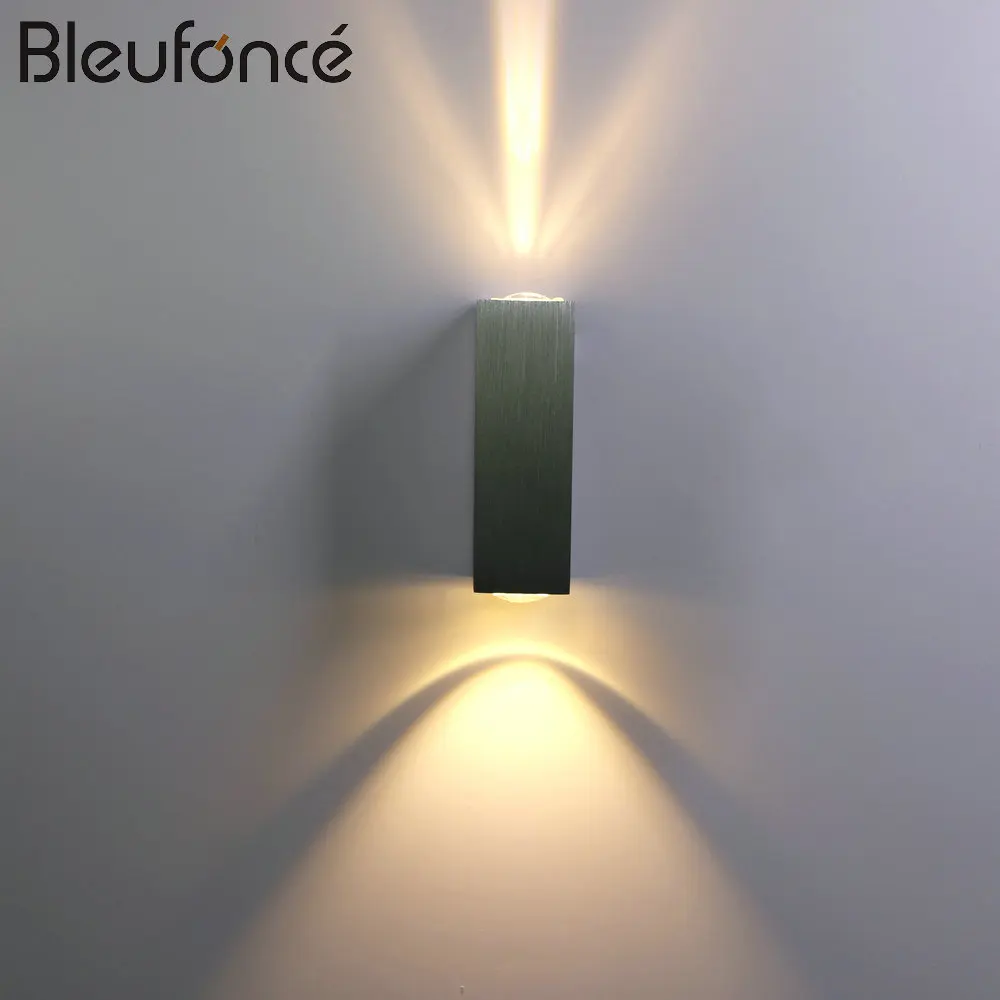 Indoor Outdoor Waterproof Wall Lamp Aluminum Black/Silver Square Up