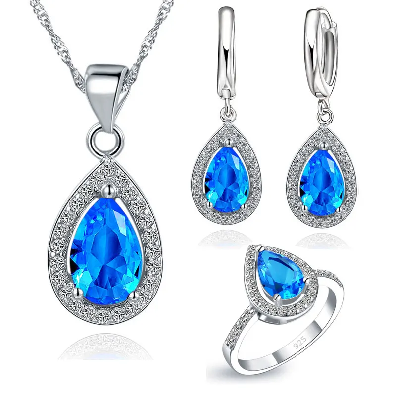 Classic Wedding Bridal Jewelry Gifts Shiny Water Drop Crystal Necklace/Pendant/Earrings/Ring Set for Women Best Love | Украшения и
