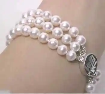 

Free shipping hot sale Women Bridal Wedding Jewelry >>triple strands natural south seas white pearl bracelet 7.5-8inch