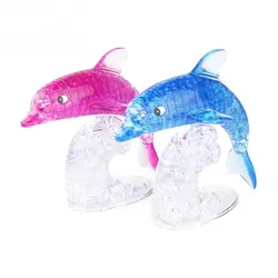 1 компл. новые творческие 3D DIY puzzle игрушки подарок милый розовый Голубой дельфин Crystal построения интеллектуальных Развивающие игрушки для