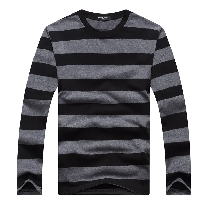 Cotton T-shirts Men Long Sleeve Mens TShirt Spring Autumn Brand Striped Male T shrits Dress Global Shopping Festival Drop-Ship 06