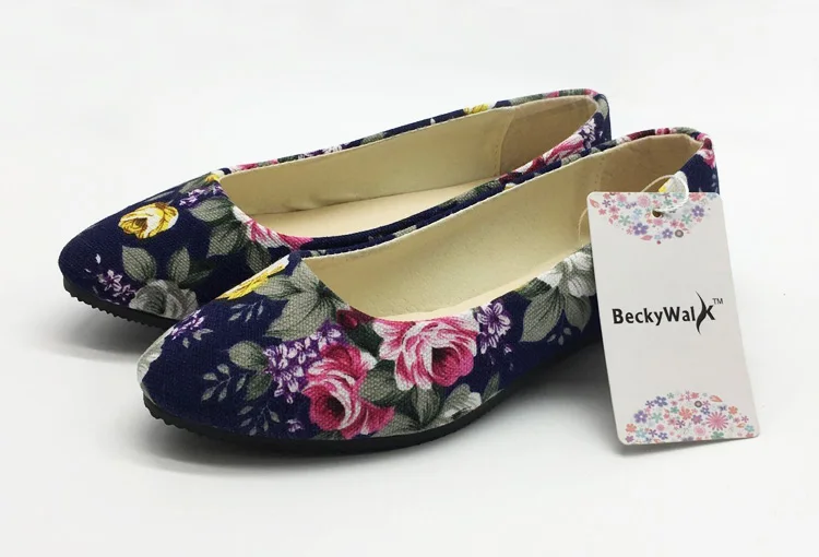 Flower Print Women Shoes Woman Ballerinas Large Size 42 Womens Loafers Ladies Shoes Ballet Women Flats Zapatos Mujer WSH2223