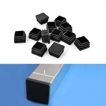 

32Pcs Black Plastic Square Tubing Tube Insert Plug End Cap Furniture Feet Pad