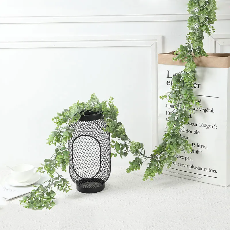 

Artificial Green Vine Flowers Hanging Rattan Wall Simulation Flower Simulation Rattan Strip Flower Plastic Eucalyptus Leaf 180cm