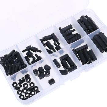 

New Hot 88pcs Plastic Male Female Standoffs Nylon Spacer Hex Column Screws Nuts Assortment Kit Threaded Pillar Repair Tools