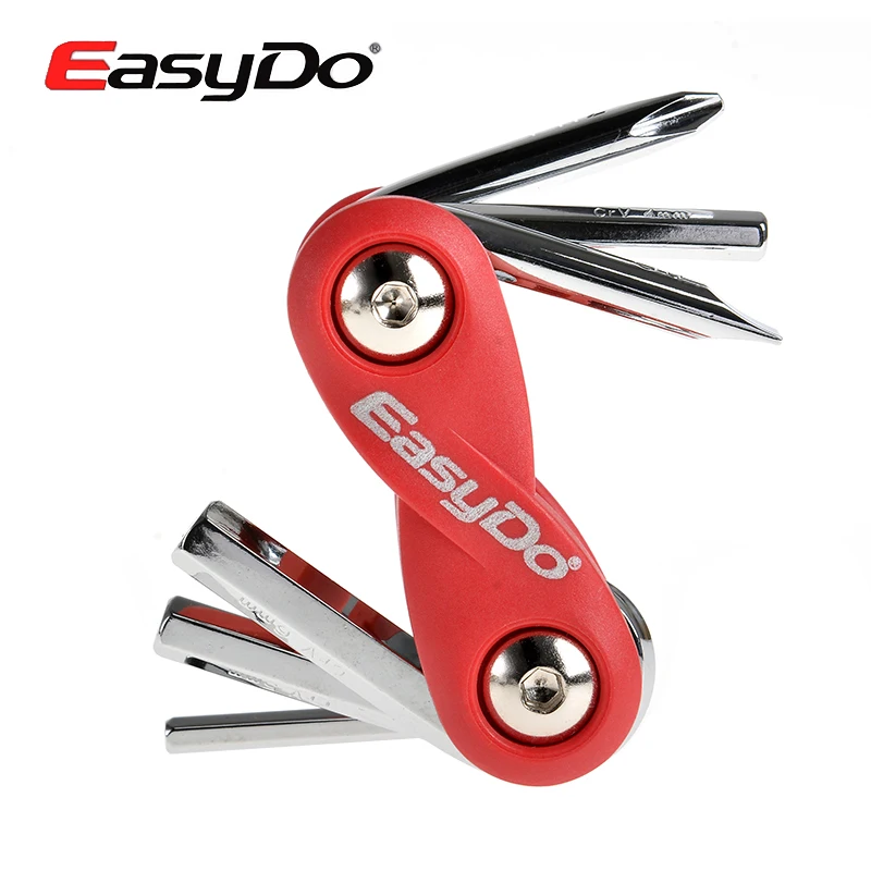 

EASYDO 6 in 1 Cr-Mo Bike Bicycle Multi-Function Mini Pocket Repair Tool Tools Ferramentas Set Kit 3 Hex 3,4,5,6mm +/- driver,PH2