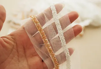 

10 yards rose gold bead trim, ivory white beads trimming by the yards
