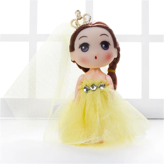 12/8cm Mini Ddung Dolls Wedding Bride Doll  With Blonde Bun Hair Baking Mold Girl Toys For  Confused Doll Accessories 4