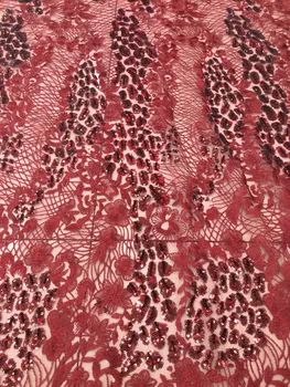 

embroidered lace fabric S-10273 with sequins hot sale french net lace fabric for wedding dress