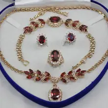 Модные украшения Для женщин набор циркония Цепочки и ожерелья кольца, серьги, браслет fine КВАРЦ покрытием Свадебные широкий часы крылья королева