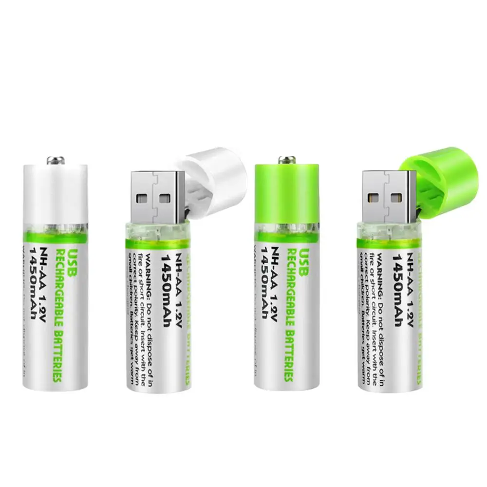 

2pcs 1.2V 600/1450 mAh USB AA Rechargeable NiMH Battery for Toys Remote Tourch