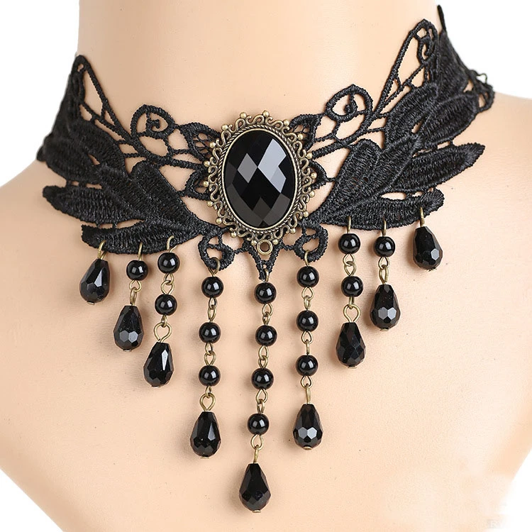 Aysekone Retro Handmade Gothic Royal Court Velvet Blue Crystal Lace Choker Necklace Bohemia Lace Tattoo Collar Choker Necklace Aysekone Retro Handmade Gothic Royal Court Velvet Blue Crystal Lace Choker Necklace Bohemia Lace Tattoo Collar Choker Necklace