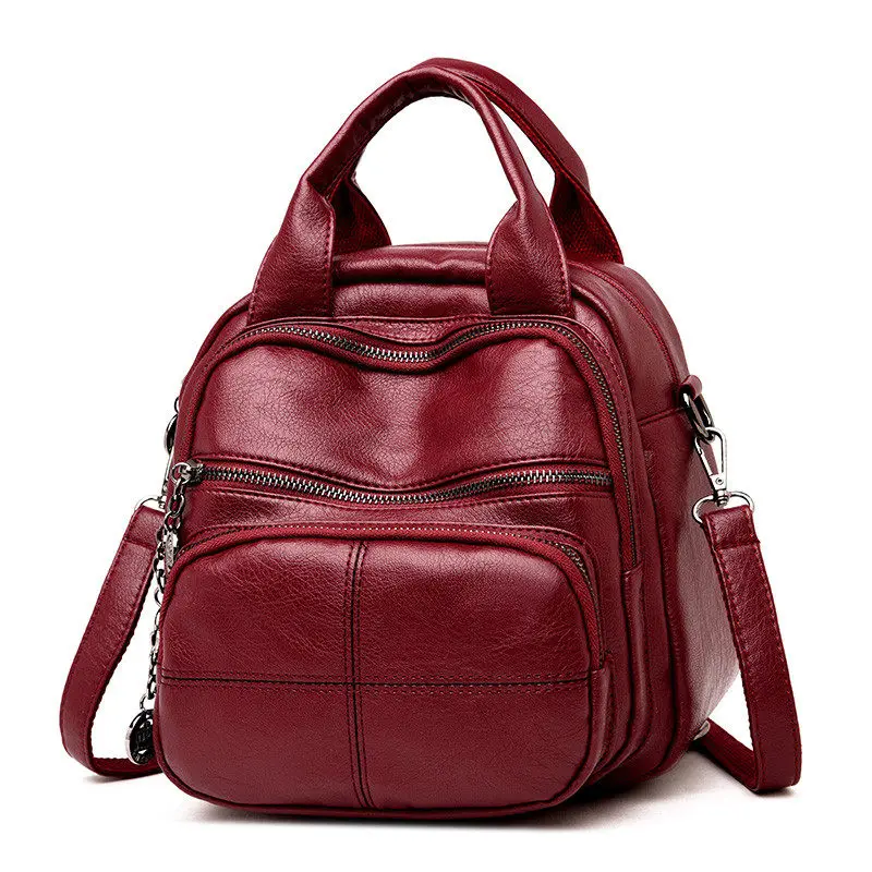 

Korean Style Leisure Soft Leather Female Backpack 2018 Multifunction Travel Bag Mini Backpack Mom Women Shoulder Bag Sac A Dos