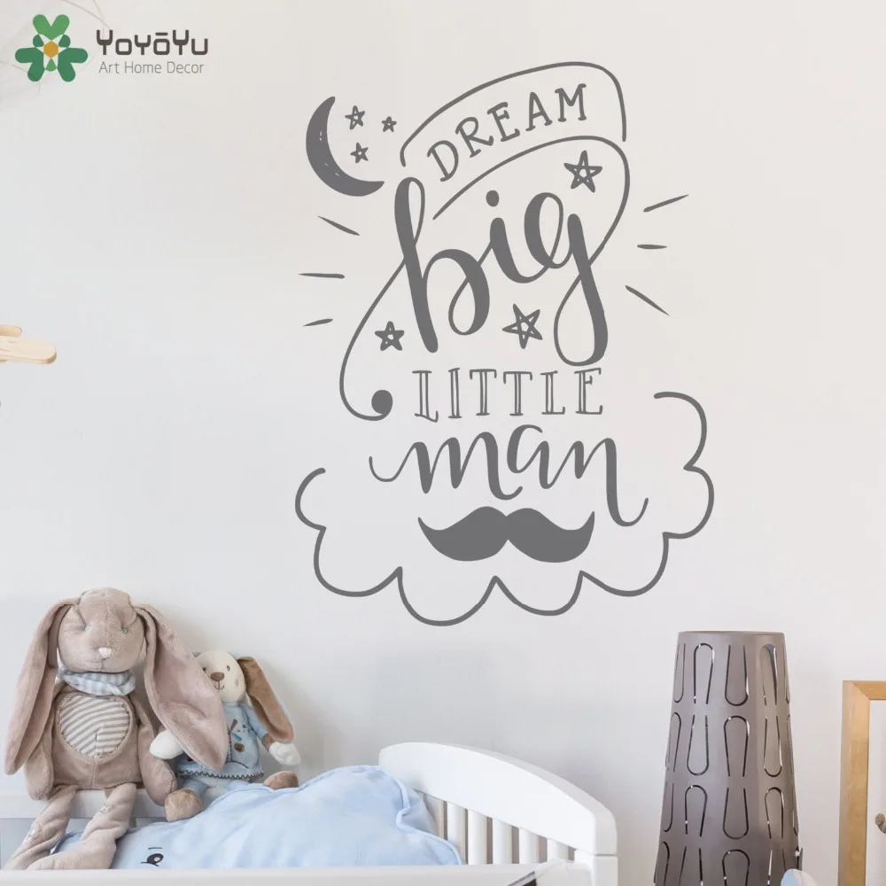 YOYOYU Moon Star Wall Decal Quotes Dream Big Little Man Vinyl Stickers For Kids Rooms Bedroom Gifts Removable Art DIY SY475 | Дом и сад