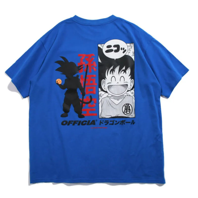 Mens New Dragon Ball Animation Printed Tops Tees Summer Chinese Character T Shirts Hip Hop Casual Cotton Short Sleeve Tshirts | Мужская