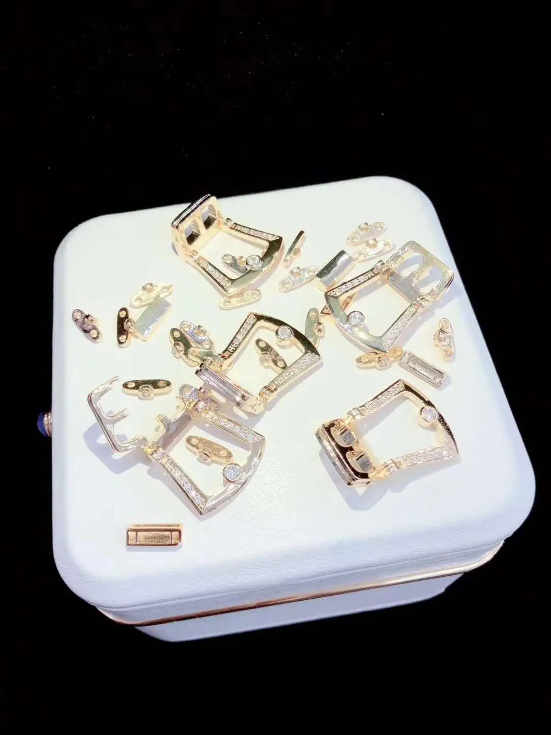 

golden plated Cz micro D buckle Shape connector/pendant DIY Jewelry Findings