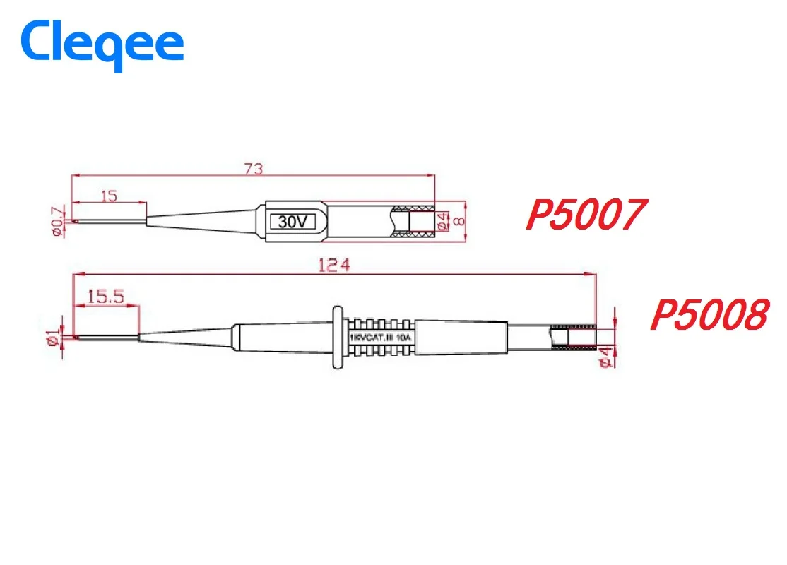 Cleqee P5007 P5008 2 шт изоляции пирсинг иглы неразрушительный мультиметр Пробники красный/черный
