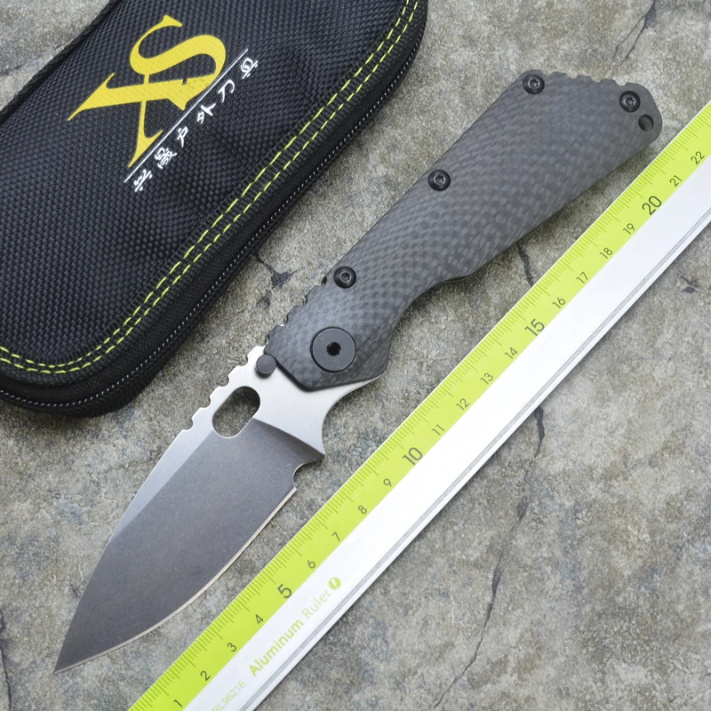 

SMF flip folding knife D2 blade carbon fiber +TC4 titanium handle outdoor camping multipurpose hunting EDC tool