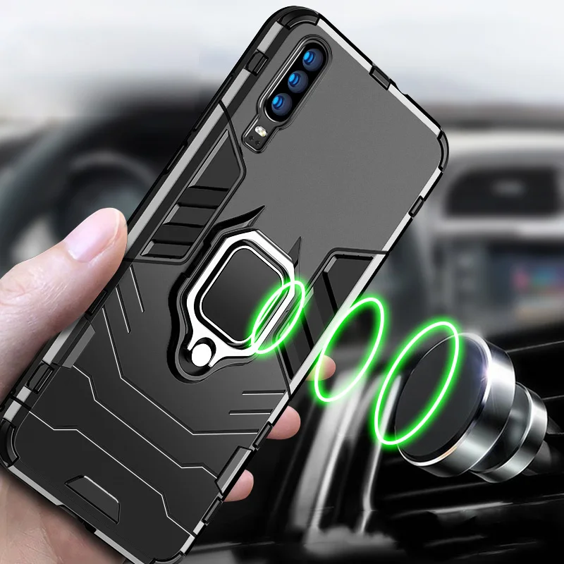 Противоударное кольцо Броня чехол для Huawei P30 Pro P20Lite Mate30 Honor 8X V20 мягкий силиконовый