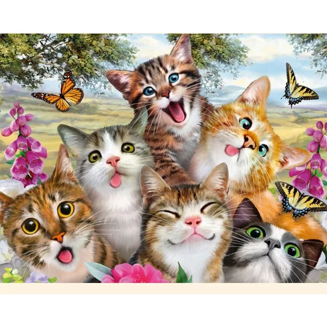 5D DIY Алмазная вышивка кошки животное Картина Вышивка крестом полное сверление