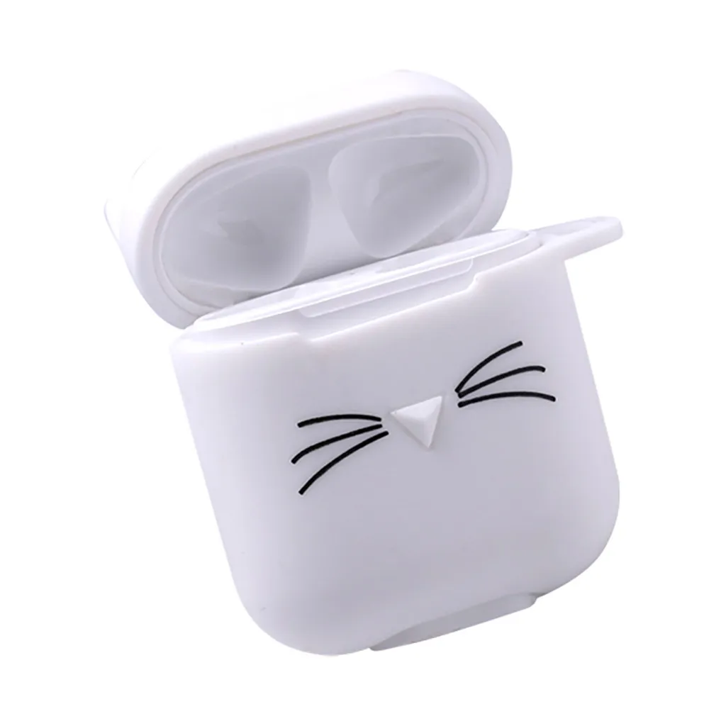 

Beard Cat Cute 3D Funny Soft Silicone Cover Kawaii Fun Cool Keychain Design Skin Cases for Girls For Apple Airpods 1 2#3$