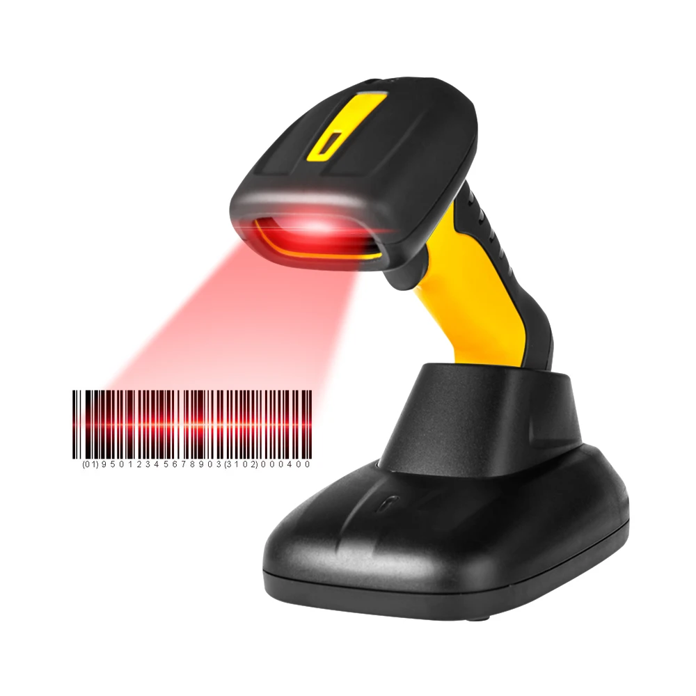 

Radall RD-1205BT Barcode Scanner Handheld Wired 1D Bar Code Reader with Stand Base 256Kb Storage for POS Warehousing Postal Bank