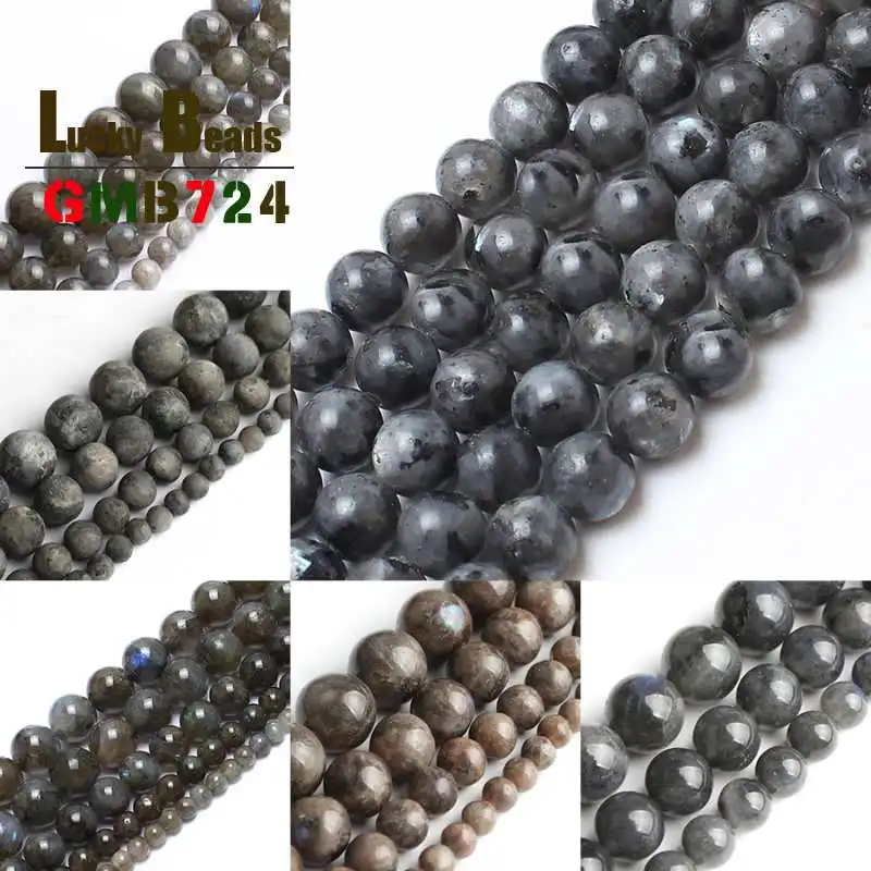 

Natural Labradorite Larvikite Beads Round Loose Stone Beads For Jewelry Making DIY Bracelet Necklace Pick Size 6/8/10mm 15inches