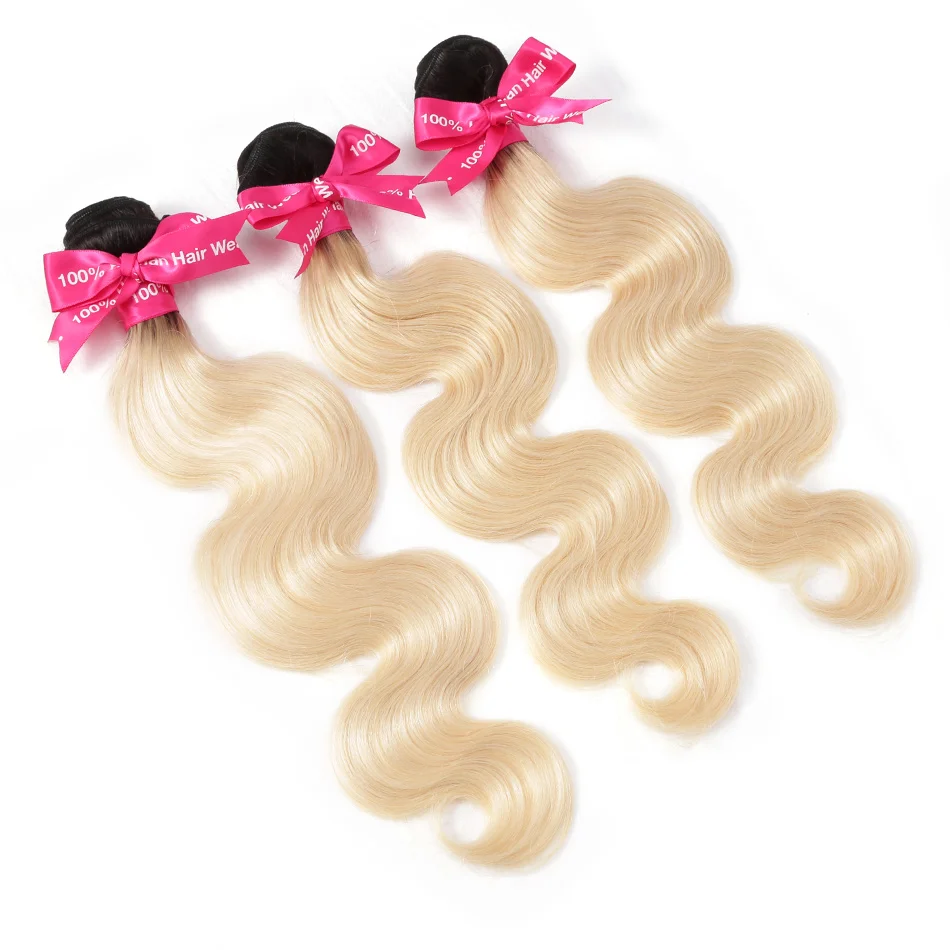 Сияющие волосы Омбре блонд бразильские прямые волосы 100% Remy человеческие волосы переплетения пучки цвет T #1B/#613 темные корни бесплатная