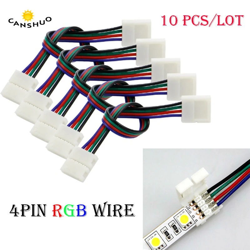 

5/10 Pcs/lot PCB Cable 4 Pin10mm Double buckle LED Strip Connectors for 5050 2835 RGB led strip light