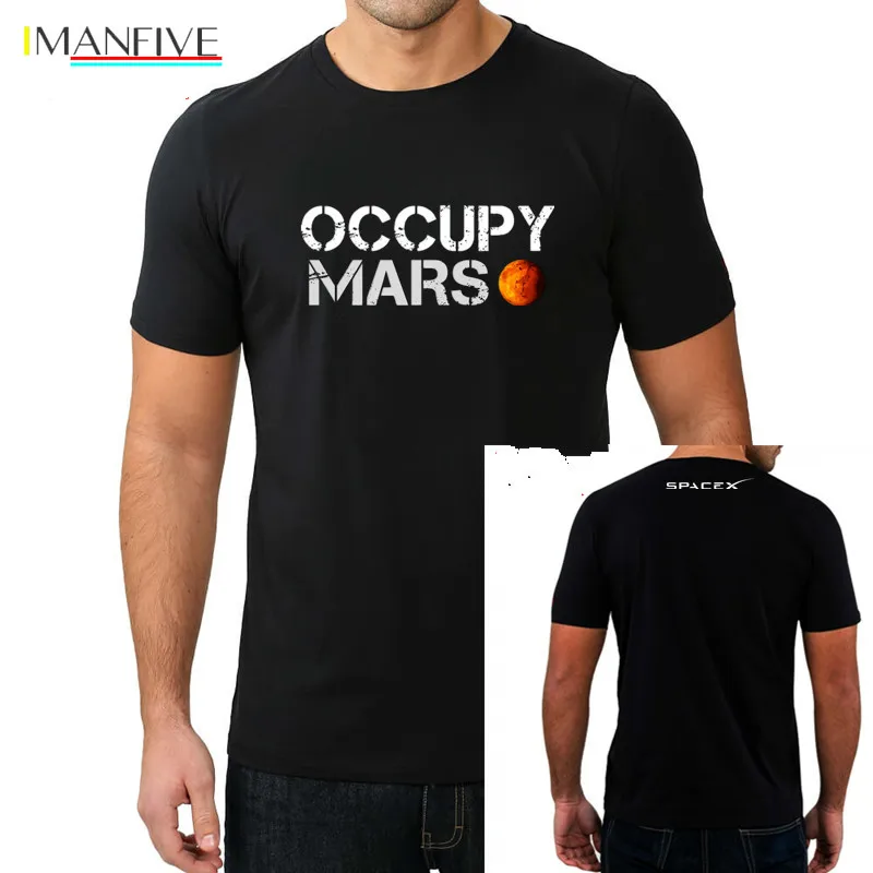 

Men's Spacex Moon Funny Black T-shirt Occupy Mars Harajuku Streetwear Funny T Shirts Unisex Hip Hop Tshirt Short Casual