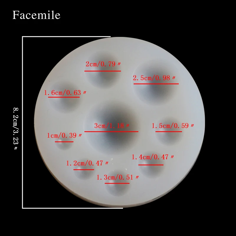 Facemile 3PCS Round Waterdrop Mold Silicone Epoxy Mould Cake Decorating Tool Jewelry Decoration Home Bakery Baking Tools Gadgets