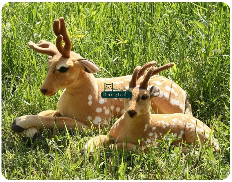 Dorimytrader 110cm Giant Soft Emulational Forest Animal Sika Deer Plush Toy Stuffed Lying Animal Deers Baby Present Decoration DY60626 (12)