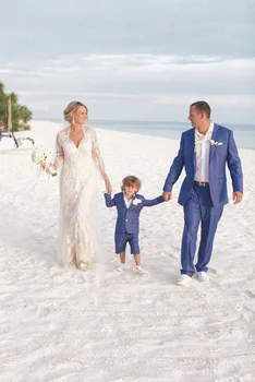 

Leisure beach summer latest navy blue mensuit custom wedding men's groom slim 2 piece party suit (jacket + pants)
