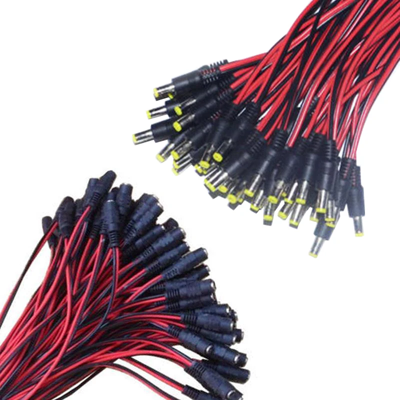 

10Pcs 12V Male Female DC Jack Cable 26cm 5.5 * 2.1mm Power Socket Plug adapter plug power supply Wire Connector Cable CCTV