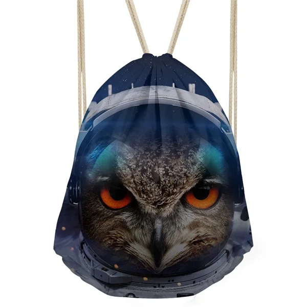 INSTANTARTS Cool 3D Galaxy Moon Wolf с принтом для мужчин и женщин сумки на шнурке мягкие многофункциональные рюкзаки для подростков дорожная пляжная сумка - Цвет: CC4162Z3